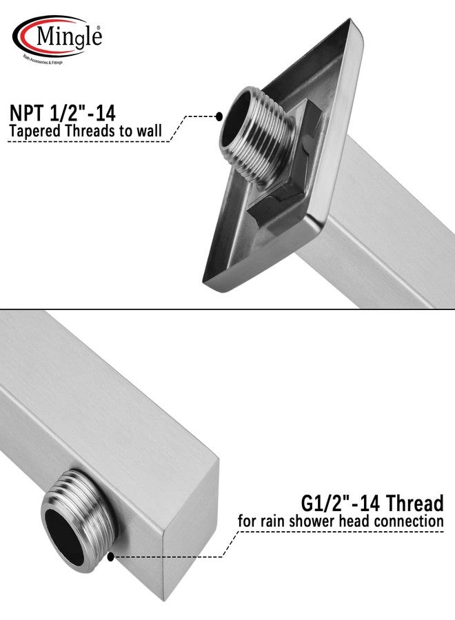 Mingle Square Shower Arm with Wall Flange | Premium Stainless Steel Shower Arm for Overhead Showers | Chrome Finish Shower Holder (SASQ-ARM-24INCH) - Image 5